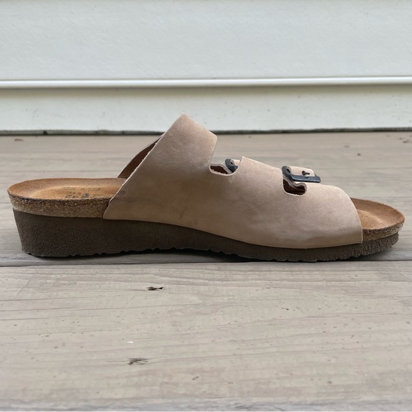 Naot Footwear Austin Sand Stone Suede Triple Strap Slide Sandals size 42 - Picture 9 of 14